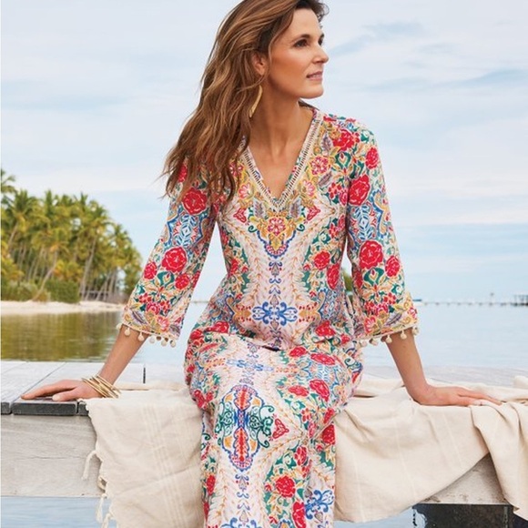 “SOFT SURROUNDINGS” Ipanema Kaftan Dress size PL - Picture 2 of 8